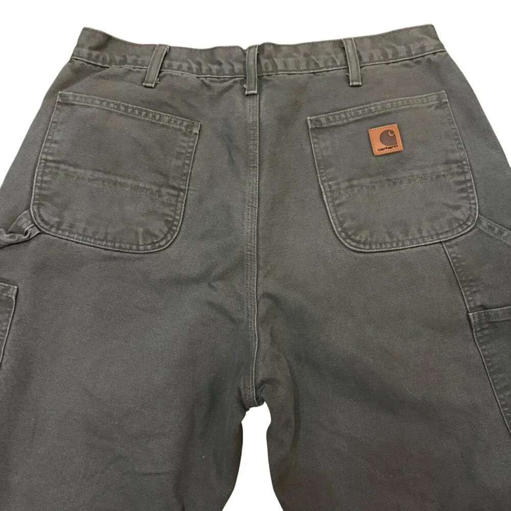 Vintage Carhartt Mens Flannel-Lined Original Fit Work Pants 34x31 Green Cotton‎